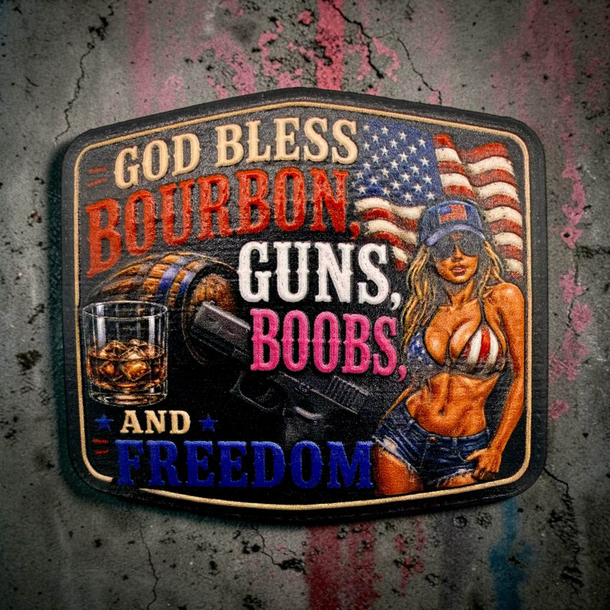 ☀️ God Bless Bourbon, Guns, Boobs &amp; Freedom Straw Sun Hat