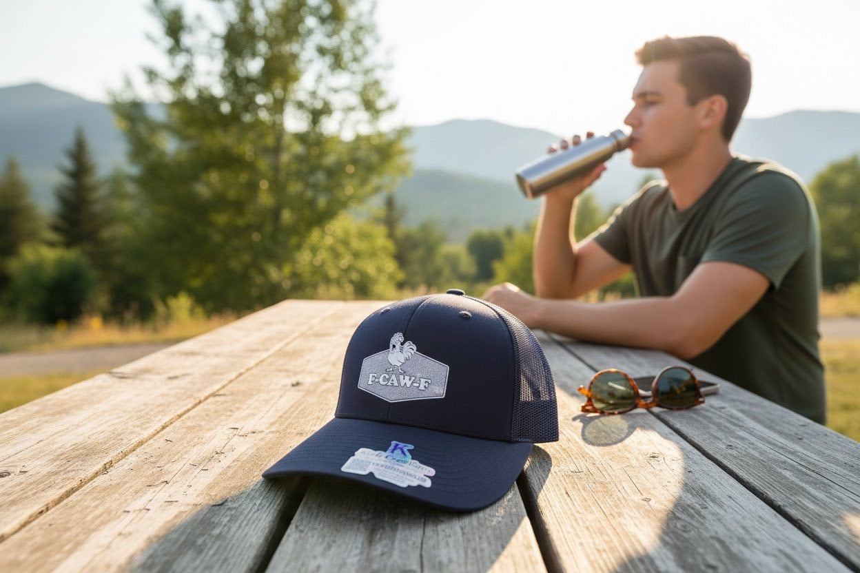 F-CAW-F Leather Patch Trucker Hat